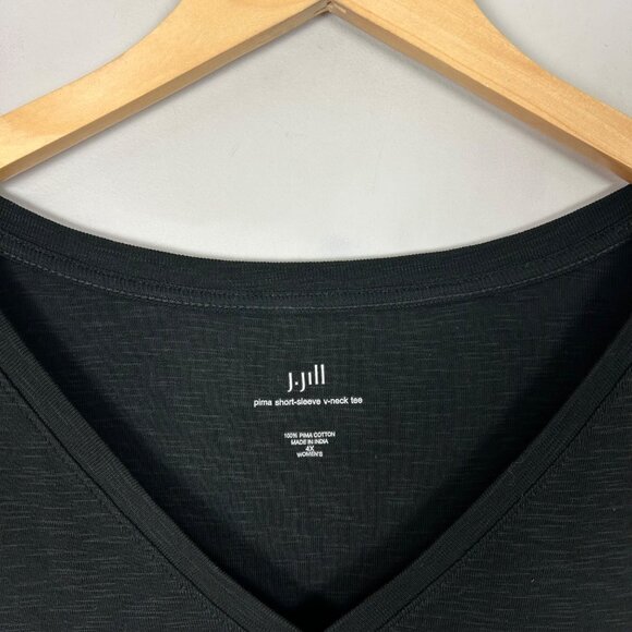 NEW J.Jill Pima Short-Sleeve V-neck Tee T-Shirt Black Size 4X Women's - Picture 3 of 3